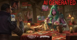 Os fãs estão mais uma vez acusando a Activision Blizzard de usar arte gerada pela IA em Diablo Immortal X Hearthstone Event Marketing Materials