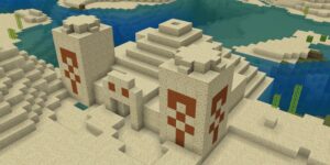 O jogador do Minecraft constrói impressionantes cidade do deserto
