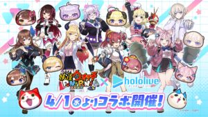 “Yokai Watch Puni Puni” e Hololive colaboram. “Nekomata Okayu” e “Hoshou Marine” aparecem em uniformes escolares em um evento de colaboração com tema escolar