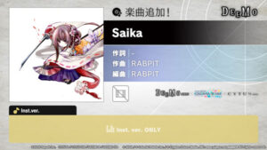 “Proseca”, (série DEEMO×Cytus) a música comemorativa “Saika” foi implementada